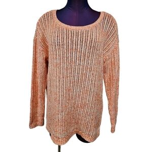 NWT Talbots Marled Orange Open Stitch Scoop Neck Sweater‎ Size Large Women's L27